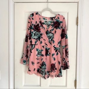Pink Floral Short Romper